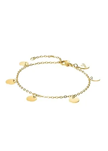 Purelei® Kalea Fußkettchen Damen – 18K vergoldet mit 5 Symbolanhängern - Hochwertiges Fußkettchen aus Edelstahl, wasserfest und individuell verstellbar (21-25 cm) – symbolisiert die Sinne und die Reinheit der Seele.
