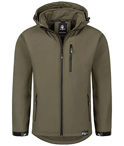 Rock Creek Herren Softshell Jacke H-168 Dunkelgrün 4XL - Funktionsjacken für Outdoor-Aktivitäten, winddicht und atmungsaktiv mit abnehmbarer Kapuze und Fleece-Innenfutter für besten Tragekomfort.