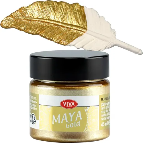 ViVA DECOR Maya Gold 45 ml - Goldene Farbe für kreative Projekte - Schreibutensilien mit hochwertiger Goldfarbe, ideal für kunstvolle Designs und Verzierungen.