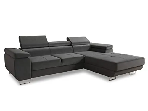 Ecksofa Divo mit Schlaffunktion und Bettkasten - Sofas & Couches: Flexibles Ecksofa mit Schlaffunktion (Schlaffläche 213x125 cm) und einstellbaren Kopfstützen für optimalen Komfort.