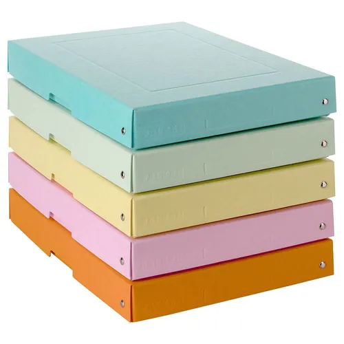 Original Falken 5er Pack PureBox Pastell - Aufbewahrungsbox DIN A4 - Vielseitige Aufbewahrungsbox aus stabilem, veganem Karton mit Deckel, ideal für Ordnung im Büro oder Zuhause. Hergestellt in Deutschland und FSC-zertifiziert.