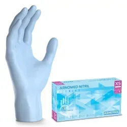 ARNOMED Nitril Ice Blue Einmalhandschuhe, puderfrei, hellblau 382-XS , 1 Packung = 100 Stück, Größe XS