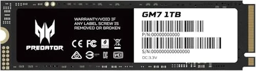 Acer Predator GM7 1 TB SSD - Festplatte mit 7200 MB/s Übertragungsgeschwindigkeit, tragbar und ideal für schnelle Datenspeicherung und -übertragung.