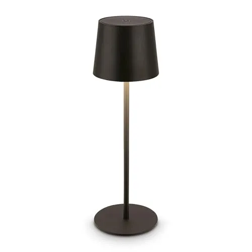 BRILONER LED Tischlampe kabellos mit Touch-Dimmer, IP44, Schwarz - Elegante kabellose Tischlampe in Schwarz mit stufenlosem Touch-Dimmer. Ideal für stimmungsvolle Beleuchtung drinnen und draußen – bis zu 18 Stunden Licht mit wiederaufladbarem Akku.