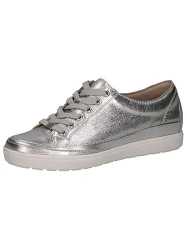 Caprice Sneaker Leder silberfarben 39 EU - Sneaker aus hochwertigem Leder in schickem Silber, ideal für Freizeitlooks. Bequem mit 3 cm Blockabsatz und Schnürung für optimalen Halt.