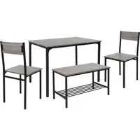 ML-Design Essgruppe für 4 Personen - Eiche-Grau, Stilvolles Esstisch Set - Essgruppen: Modernes Design mit robustem Metallrahmen, ideal für bis zu 4 Personen. Platzsparend und vielseitig, perfekt für Küche oder Wohnzimmer.