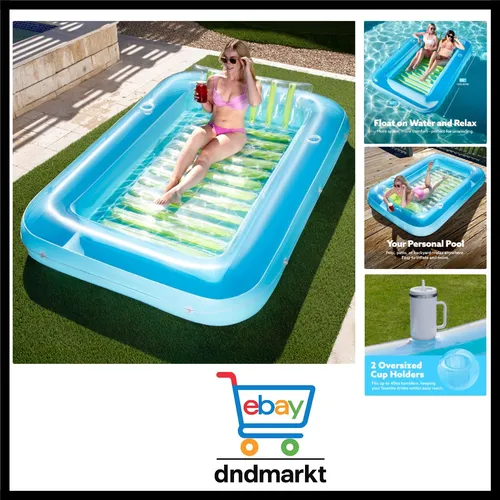 Sloosh 85" x 57" Aufblasbarer Sonnenpool - Swimmingpool-Flöße mit abnehmbarem Kissen, ideal für bis zu 2 Personen, aus strapazierfähigem PVC für maximalen Komfort und perfekten Sommerspaß.