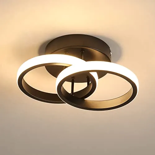 Goeco LED Deckenleuchte, 22W Moderne Runde Design Deckenlampe Schwarz 2 Flammig 3000K Warmweiß Licht, LED Lampe, Silikonhülle Leuchte für Wohnzimmer Schlafzimmer Küche