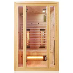 TroniTechnik® Infrarotkabine Infrarotsauna MANILA 120cm x 100cm 1-2 Person aus Hemlock Holz mit 5x Vollspektrumstrahler, LED-Farblicht, Bluetooth,...
