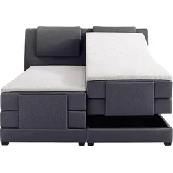 Continentalbett: Kopfteil + Lattenrost mit elektrischer Entspannungsfunktion + Matratze + Matratzenauflage CASTEL von PALACIO - 2x90x200cm - Stoff ... - Dunkelgrau