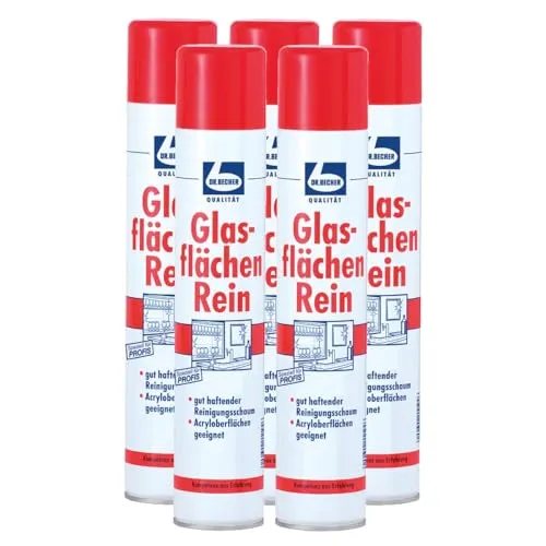 5x Dr. Becher Glasflächen Reiniger 500ml Sprühdose - Effektiver Glasreiniger für streifenfreie Sauberkeit, ideal für Fenster und Glastische, perfekt für Haushalt und Büro