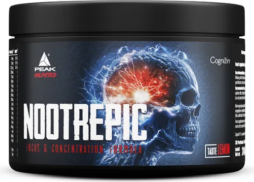 NootrEpic - 240g: Lemon I 30 Portionen I Koffeinfreier Performance-Booster - Sportnahrung mit Cognizin Citicolin und Panax Ginseng für verbesserte mentale Leistung und Fokus, ideal für intensive Trainingseinheiten oder stressige Phasen.