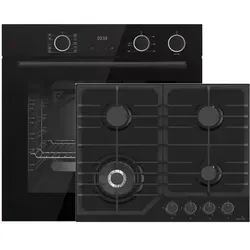 Böhme Einbaubackofen HB60F78DL mit Gasline Gaskochfeld 60cm - Herdsets: Böhme Backofen mit Heißluft AirFry und Dampfunterstützung, 73L XXL Garraum, plus Gaskochfeld mit 4 Brennern für vielseitiges Kochen.