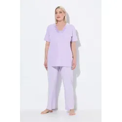 Ulla Popken Damen Plus Size Pyjama mit Satin Detail - Schlafanzüge für Damen, luxuriöser Satin für optimalen Komfort und stilvollen Look, ideal für entspannte Nächte.