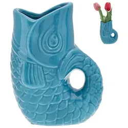CEPEWA Dekovase Vase Fisch 'Blubb' 13,5x21x9cm Dolomit türkis Blumenvase Dekovase 21.0 cm