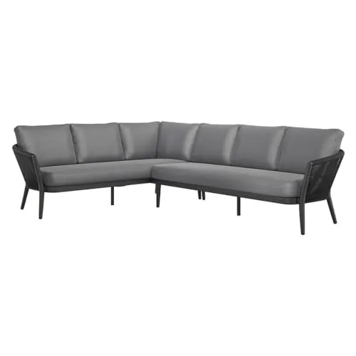 OUTLIV. Monet Loungeecke in Schwarz und Dunkelgrau – Stilvolle Gartensofa für entspannte Stunden - Die OUTLIV. Monet Loungeecke bietet modernen Komfort für Ihren Außenbereich. Mit wetterfestem Olefin-Stoff und robustem Aluminiumrahmen ist sie ideal für entspannte Stunden im Freien. Maße: 210x80x67 cm und 198x80x67 cm.