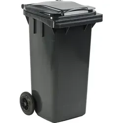 Mülltonne ESE Kunststoff 120 L grau mit Klappdeckel und Rollen - Praktische Mülltonne mit Klappdeckel und Rollen, widerstandsfähig und perfekt für den Alltag. Ideal für Haushalte und Gärten.