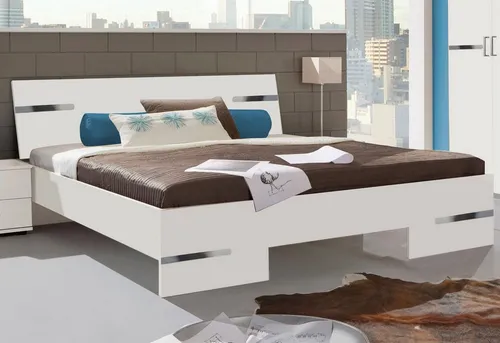 Futonbett WIMEX "Anna" - Modernes Bett Made in Germany - Betten mit chromfarbenen Details im Kopf- und Fußteil, ideal für ein stilvolles Schlafzimmer. Flexibel in der Breite, hervorragendes Preis-Leistungs-Verhältnis und einfache Montage.