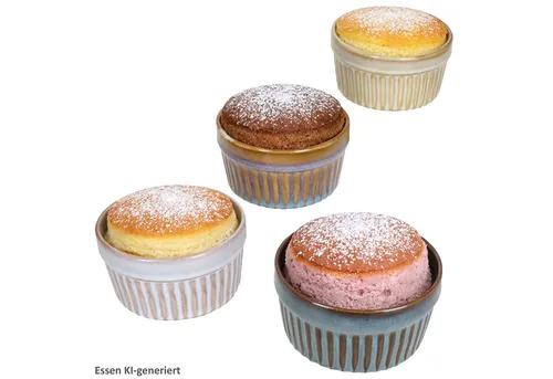 MamboCat Auflaufform MamboCat 4er Set Gustos Soufflé Schälchen Steingut Ramekins Muffins, Steingut