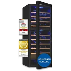 Exquisit Weinkühlschrank WS2-78-GTE-160G - Weinkühlschrank mit digitaler Temperaturanzeige und Platz für 78 Flaschen, ideal für Weinliebhaber, zwei Kühlzonen für optimale Lagerung.