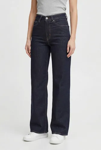 ONLY ONLMADISON Wide Fit Jeans Dark Blue Denim - Hohe Taille und viel Platz von Hüfte bis Knöchel für ultimativen Komfort. Ideal für Arbeit und Freizeit, mit Knopfleiste und praktischen Taschen.