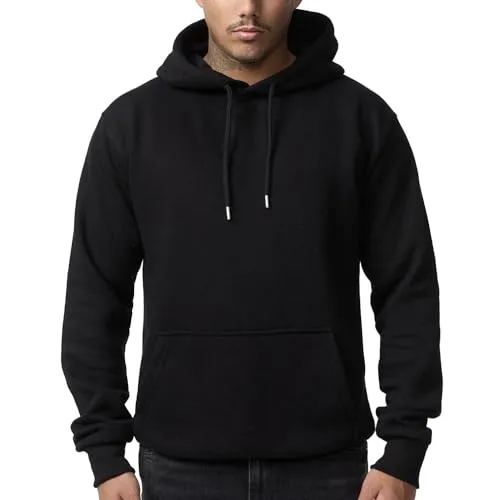Smith & Solo Herren Kapuzenpullover – Sweatshirt Pullover Rundhals – Langarm – Slim – Fit – Training – Hoodie – Pulli – Hochwertige Baumwollmischung Männer, Schwarz-Kapuze, S
