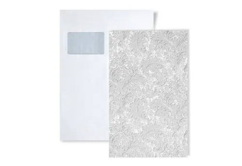 Edem Strukturtapete Tapeten Muster 83006BR60 Barock Tapete mit Ornamenten, botanisch, geblümt, matt, ornamental, einfarbig, Motiv, Strukturmuster, (1 Musterblatt, ca. A5-A4), weiß