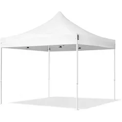 TOOLPORT 3x3m Stahl Faltpavillon, ohne Seitenteile, weiß - Pavillons: Stabiler und wetterfester Faltpavillon aus hochwertigem Stahl, ideal für Veranstaltungen und Messen, mit praktischem Scherenmechanismus für schnellen Aufbau.
