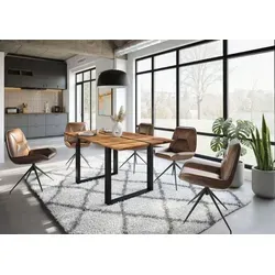 Esstisch Akazie 180x90x76 cm - Natur lackiert mit U-Beinen in Anthrazit - Eleganter Esstisch aus massivem Akazienholz mit einzigartiger Maserung. Die Kombination aus natürlicher Holzoberfläche und modernen U-Beinen sorgt für ein stilvolles Ambiente im Esszimmer.