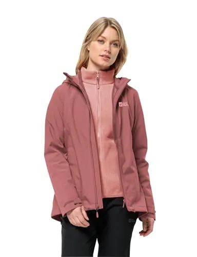 Jack Wolfskin Damen Moonrise 3-in-1 Jacke, Red Ochre, S EU - Funktionsjacke mit abnehmbarer Fleece-Innenjacke, wasserdicht und winddicht, ideal für alle Wetterbedingungen und nachhaltig aus recycelten Materialien gefertigt.