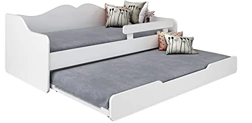 BDW Kinderbett & Jugendbett mit Lattenrost, Weiß, 140 x 70 cm - Platzsparendes Doppel-Kinderbett mit ausziehbarem Unterbett für Geschwister oder Gäste. Inklusive zwei stabilen Lattenrosten und Matratzen, bietet Sicherheit und Komfort. Ideal für jedes Kinderzimmer!