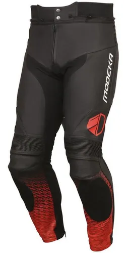 Modeka Yron Motorradhose - Sportliche Lederhose für stylische Fahrer - Motorradhosen mit perforierten AirFlow Ledereinsätzen und ergonomischem Textilstretch für hohen Tragekomfort und moderne Sportästhetik.