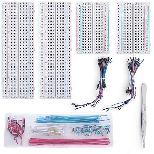 Breadboard jumper Wire Kabel steckplatine Set 2 Pcs 830 + 2 Pcs 400 Steckplatine +130 Pcs Jumper Kabel Flexible +280 Pcs Jumper Wires Set (2-125mm)+1Pcs Pinzette
