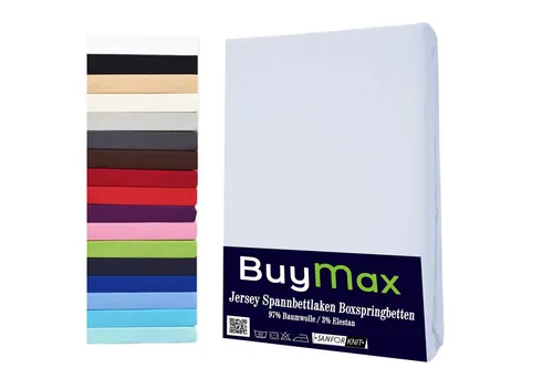 Buymax Spannbettlaken für Wasserbetten und Boxspringbetten - Hochwertiges Spannbettlaken aus Jersey, geeignet für Matratzen bis 35 cm Höhe. Atmungsaktiv und pflegeleicht, ideal für einen erholsamen Schlaf.