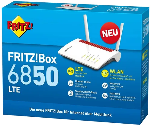 AVM FRITZ!Box 6850 LTE - LTE-Modem mit bis zu 150 MBit/s, High-End WLAN AC+N für maximale Reichweite und Geschwindigkeit