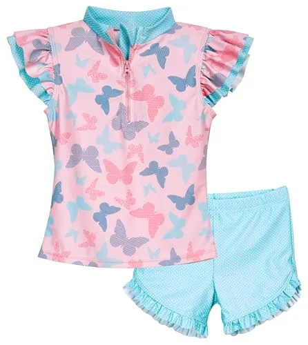 Playshoes 2tlg. Badeoutfit in Rosa/Hellblau, Größe 110/116 - Stylisches 2tlg. Badeoutfit von Playshoes in Rosa/Hellblau für Babys. Das schnelltrocknende Material sorgt für Komfort beim Spielen am Wasser. Ideal für sonnige Tage!