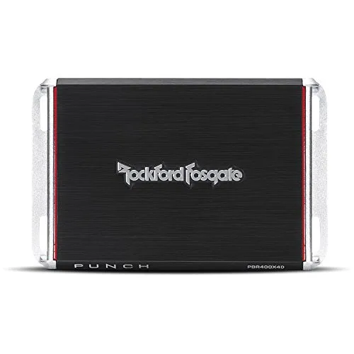Rockford Fosgate PBR400x4D Punch 4-Kanal Verstärker - 4-Kanal Class-D Verstärker für effiziente Car-HiFi-Systeme, bietet 4 × 100 W RMS und optimale Wärmeableitung durch MEHSA³™-Kühlmodule.