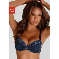 Push-up-BH MARIE CLAIRE, Damen, Gr. 70, Cup B, blau - Femininer Push-up-BH mit herausnehmbaren Kissen für ein individuelles Dekolleté. Aus hochwertigem Microtouch-Material und mit feiner Blütenstickerei – perfekt für besondere Anlässe.