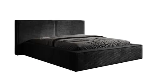 Luxusbetten24 Designer Polsterbett Ophelia in Cord 160x200 mit Stauraum | Bezug: Cord | Farbe: Schwarz