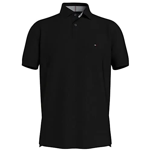 Tommy Hilfiger Herren Poloshirt Kurzarm 1985 Regular Fit, Schwarz - Poloshirt für Herren aus 96% Bio-Baumwolle, bietet hohen Tragekomfort und optimale Passform. Ideal für smart-casual Outfits und als Geschenk.