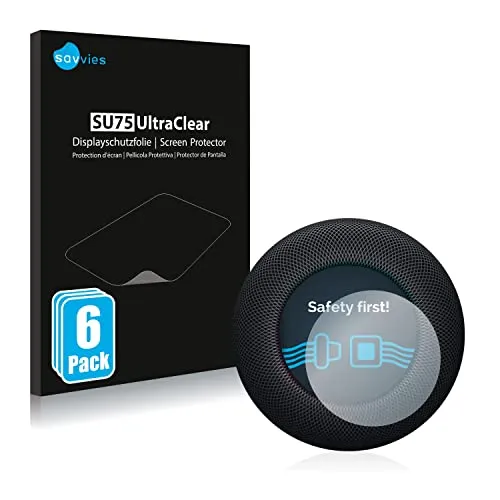 Savvies 6 Stück Schutzfolie für Apple HomePod 2 Displayschutz-Folie Ultra-Transparent