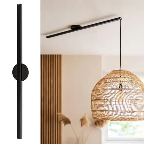Lightswing® Single Aufhängesystem für Hängelampe - Matt Schwarz - 90 cm - Hängeleuchten & Pendelleuchten - Müheloses Schieben und Drehen der Pendelleuchte für optimale Positionierung, ideal für Esstisch, Schlafzimmer oder Wohnzimmer.