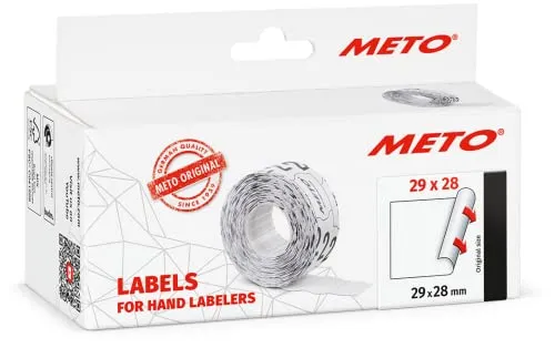 Meto Etiketten für Handauszeichner (29x28 mm, 3-zeilig, 3.500 Stück, weiß, permanent haftend, für Meto, Contact, Sato, Avery, Tovel, Samark etc.)
