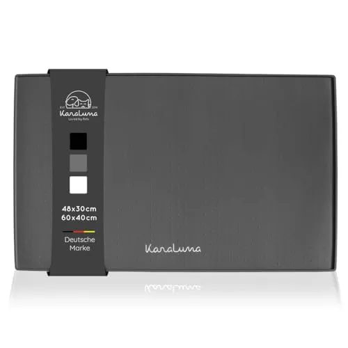 KaraLuna Premium Silikon Napfunterlage 48 x 30 cm (Grau, Eckig) Futtermatte Katze Futterunterlage Hund Futternapf Fressnapf Hundenapf Unterlage Kaffeevollautomat Napf Matte Mat Silikonmatte