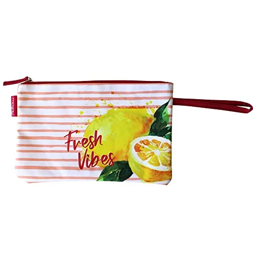 Haus und Deko Bikini Wetbag Fresh Vibes Rot, wasserdichte Badetasche, Bikini Bag im Sommer Design, Nasstasche für Unterwegs, Schwimmbeutel für Urlaub, Strand, Schwimmbad