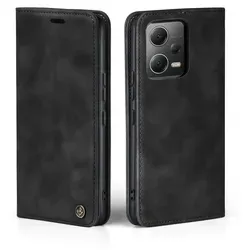 Handy Hülle für Xiaomi Redmi Note 12 Pro+ 5G Klapphülle Bookcase Flip Cover Handy Tasche Etui Farbe: Schwarz - Schwarz