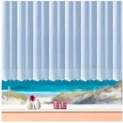Weckbrodt Gardine Duisburg, Kräuselband (1 St), transparent, Voile, echte Stickerei, Voile, transparent, Bordüre, Kante, gebogt, Store weiß 750 cm x 175 cm