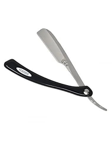 Feather Künstler Club SR Leder Schwarz - Hochwertiger Herrenrasierer - Herrenrasierer aus Japan mit elegantem Lederetui, ideal für präzise Rasuren und anspruchsvolle Grooming-Erlebnisse.