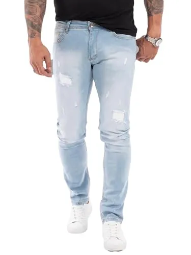 Rock Creek Herren Slim Fit Jeans RC-2144 Hellblau - Trendige Herrenjeans im Slim Fit Schnitt aus hochwertigem Denim, ideal für Büro und Freizeit. Hoher Tragekomfort dank Elasthan-Anteil und stylisches Stone Washed Design.