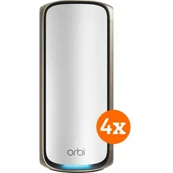 Netgear Orbi 973 4er-Pack Wi-Fi 7 Router - Erlebe blitzschnelles Internet mit bis zu 11 Gbit/s im ganzen Haus. Ideal für Streaming und Gaming, bietet dieser Router vier Frequenzen für maximale Leistung und Verbindung.